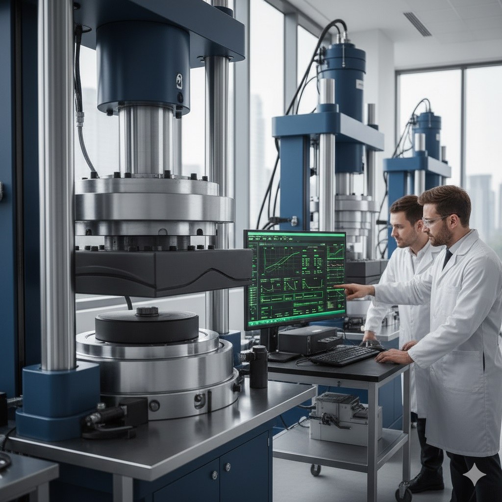PTFE and elastomeric bridge bearing compression testing