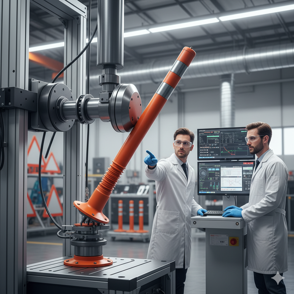 Road delineator flexibility and impact testing in lab